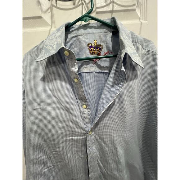 Robert Graham  Long Sleeve Button Up Shirt Blue Patterned Crown Embellishment - Picture 5 of 7